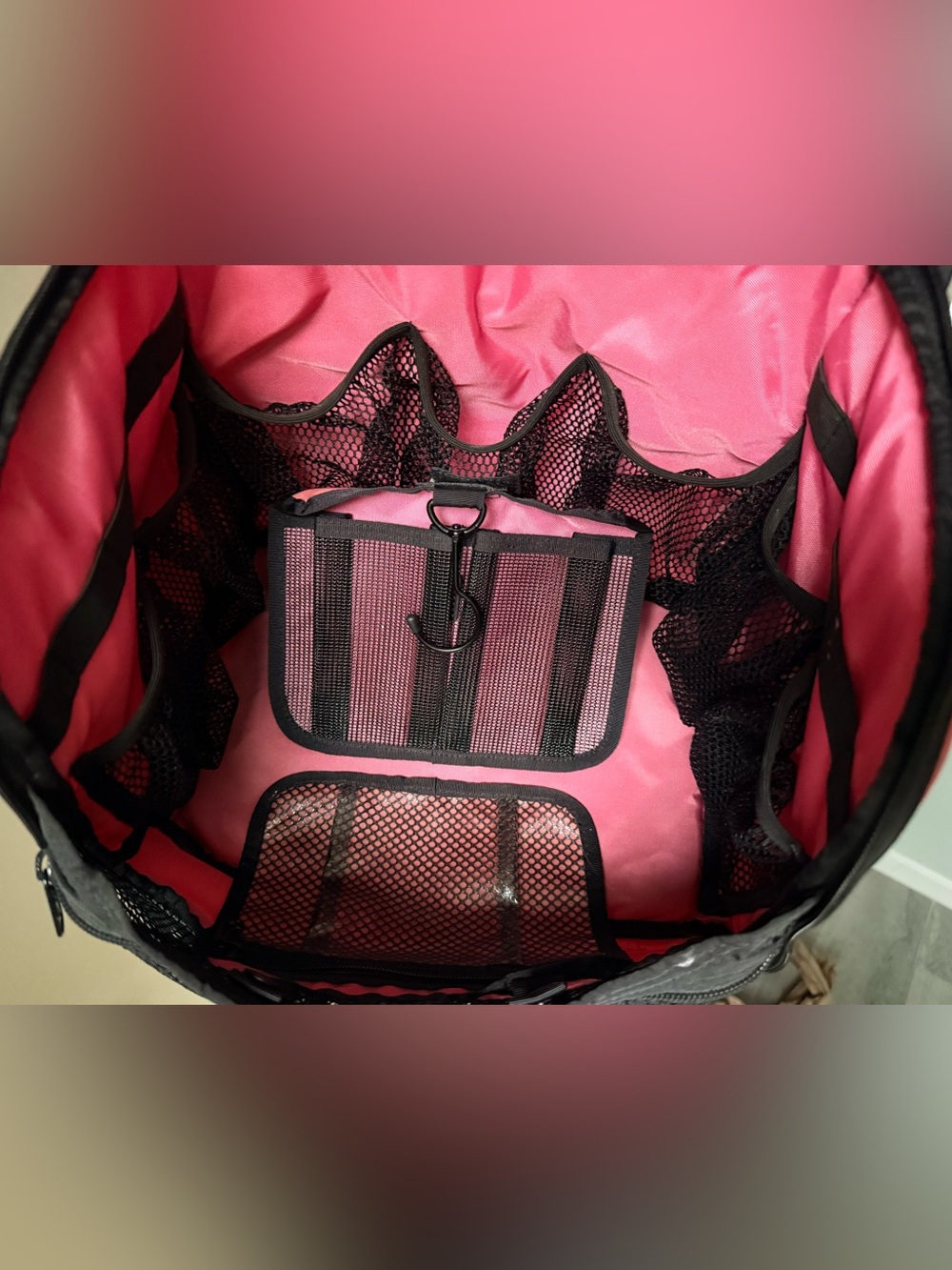 L.L.Bean Pink Hanging Travel Toiletry Bag Organizer | Large Cosmetic Case - Picture 6 of 14